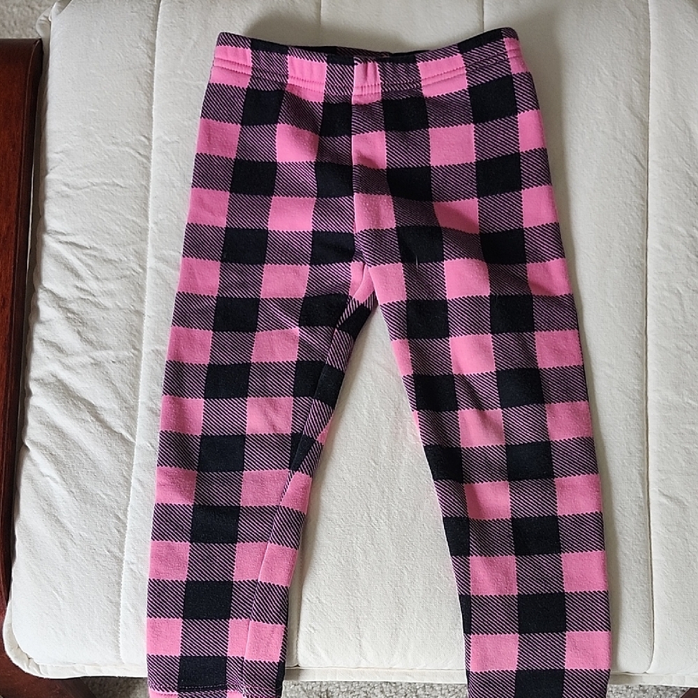 Carters Pink and Black Plaid Leggings Fleecy Inside